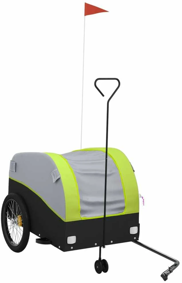 Dviračio priekaba, juodos ir žalios spalvos, 45kg, geležis