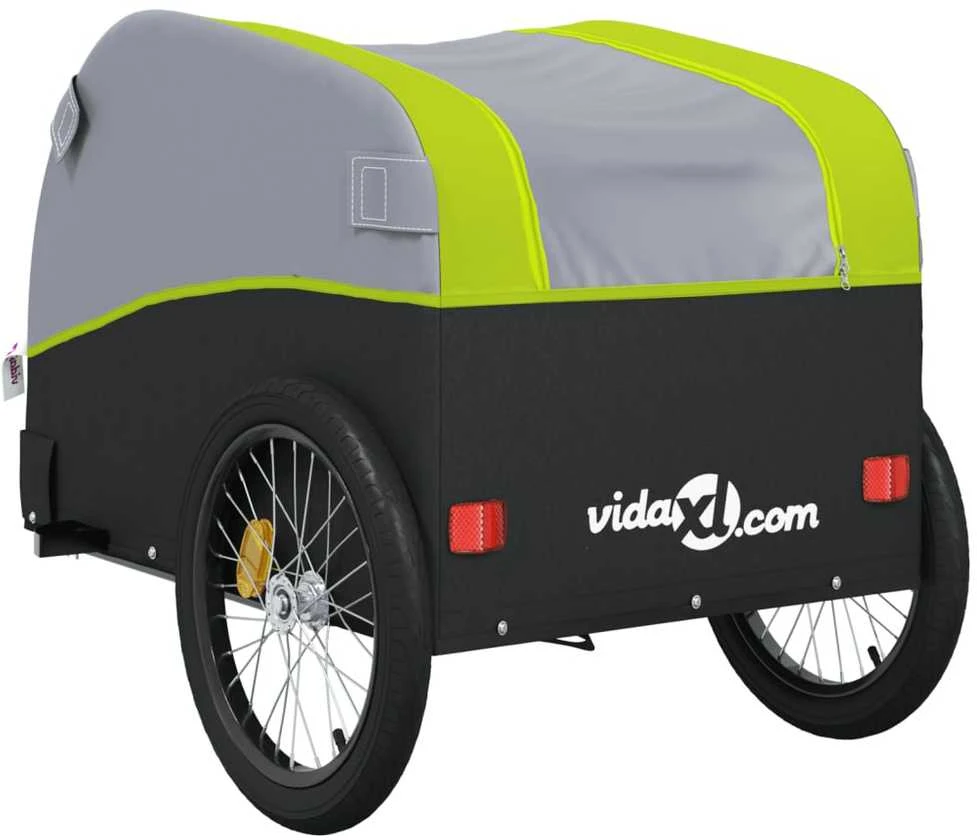 Dviračio priekaba, juodos ir žalios spalvos, 30kg, geležis