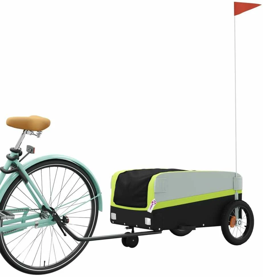 Dviračio priekaba, juodos ir žalios spalvos, 30kg, geležis