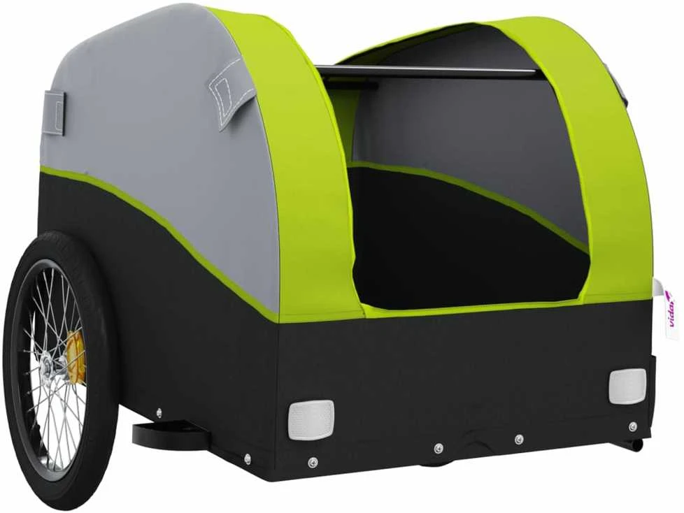 Dviračio priekaba, juodos ir žalios spalvos, 30kg, geležis
