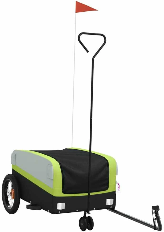 Dviračio priekaba, juodos ir žalios spalvos, 30kg, geležis