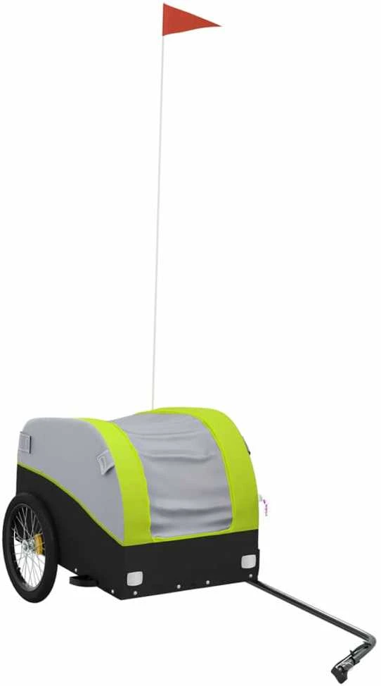 Dviračio priekaba, juodos ir žalios spalvos, 30kg, geležis