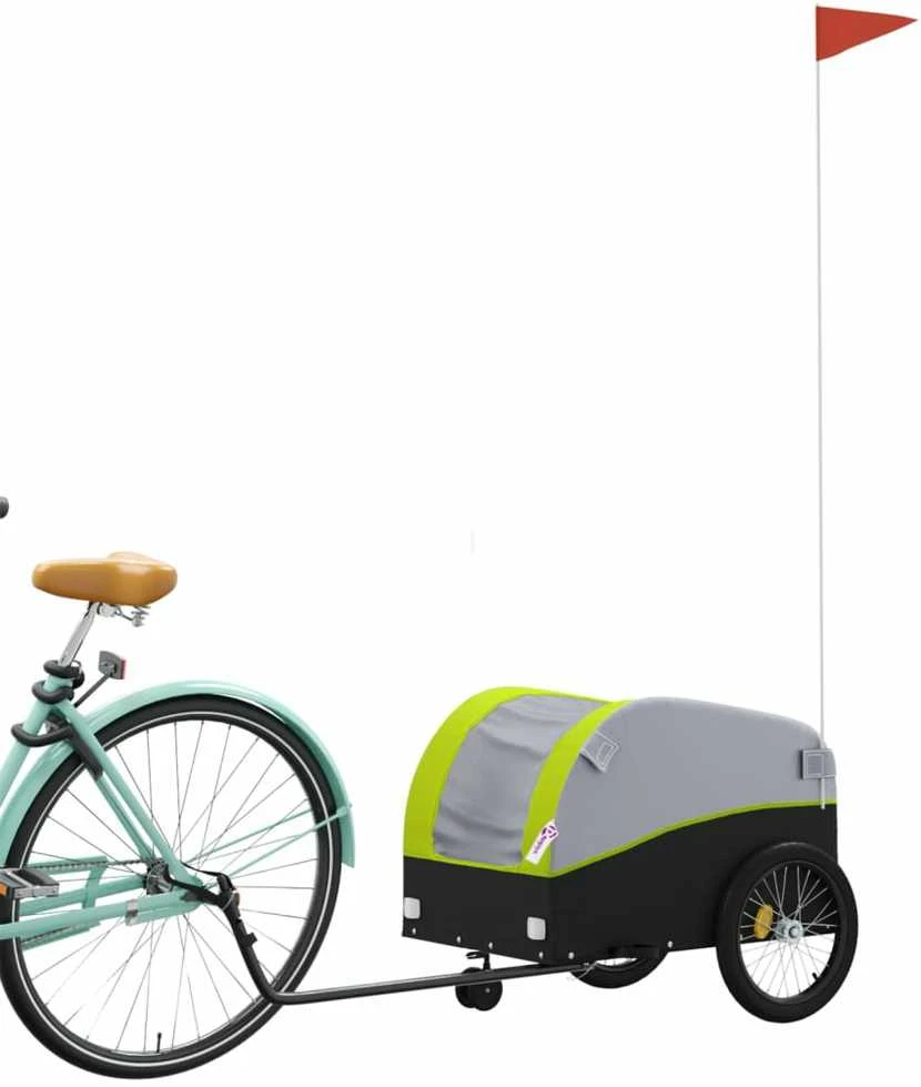 Dviračio priekaba, juodos ir žalios spalvos, 30kg, geležis