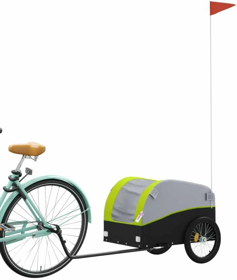 Dviračio priekaba, juodos ir žalios spalvos, 30kg, geležis