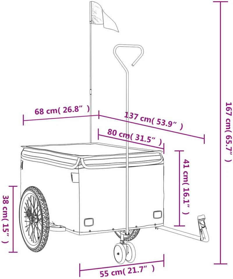 Dviračio priekaba, juodos ir žalios spalvos, 45kg, geležis
