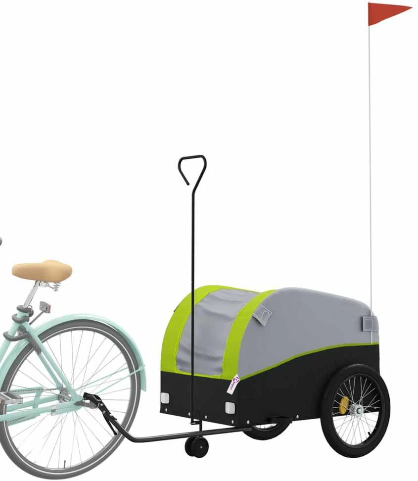 Dviračio priekaba, juodos ir žalios spalvos, 45kg, geležis
