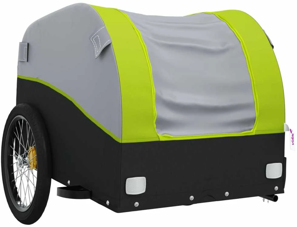 Dviračio priekaba, juodos ir žalios spalvos, 30kg, geležis