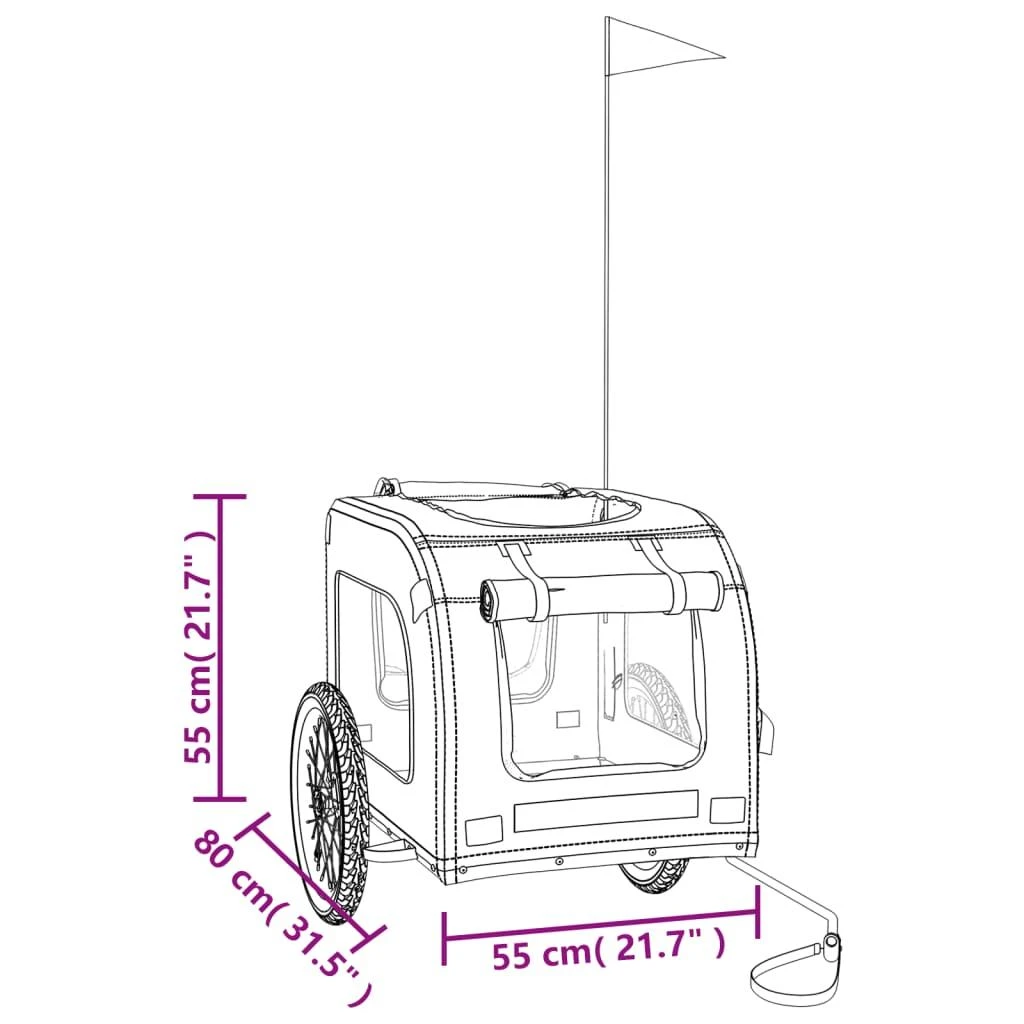 Dviračio priekaba augintiniams, pilka/juoda, audinys/geležis