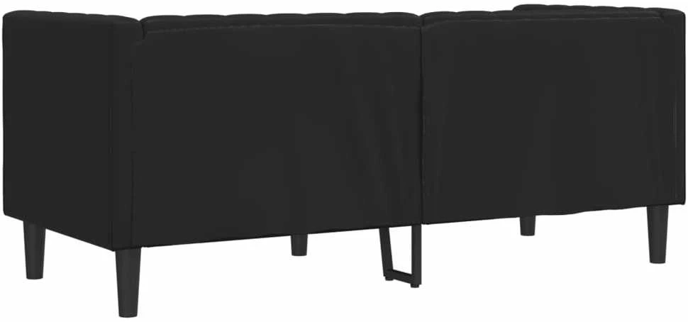 Dvivietė chesterfield sofa, juodos spalvos, dirbtinė oda