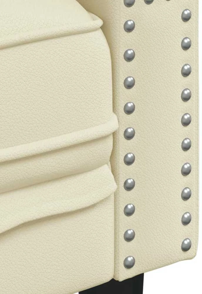 Dvivietė chesterfield sofa, kreminės spalvos, dirbtinė oda