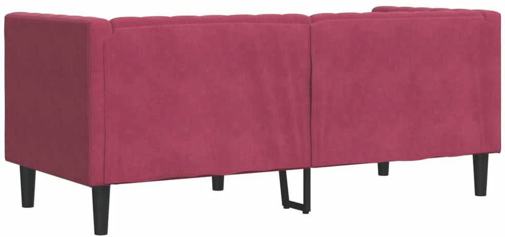 Dvivietė chesterfield sofa su pagalvėlėmis, raudona, aksomas