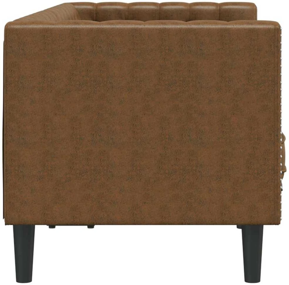 Dvivietė chesterfield sofa su pagalvėlėmis, ruda, dirbtinė oda