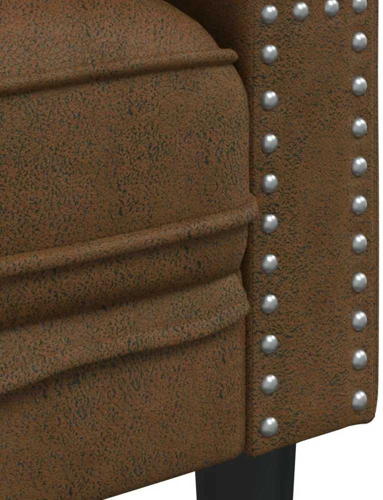 Dvivietė chesterfield sofa su pagalvėlėmis, ruda, dirbtinė oda