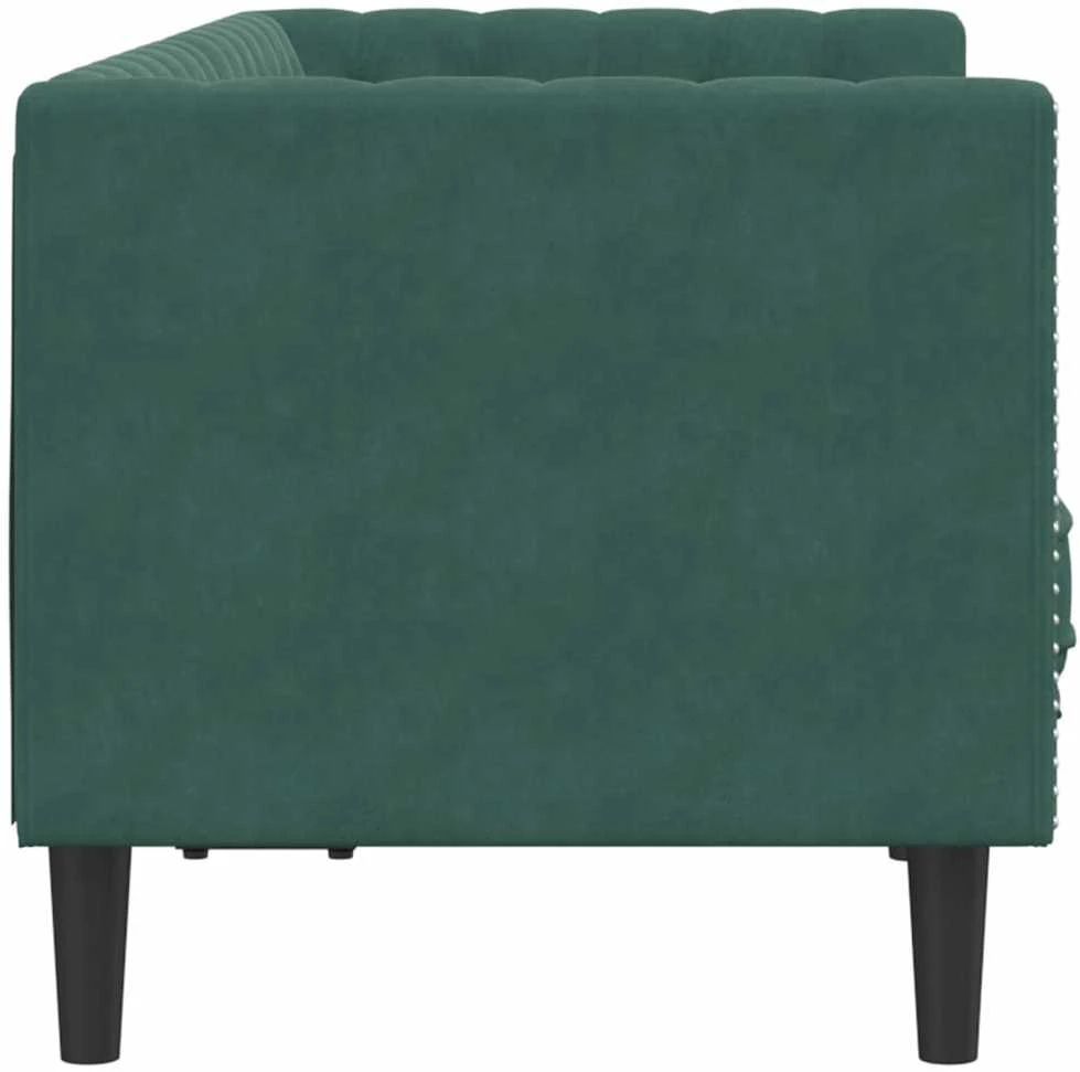Dvivietė chesterfield sofa su pagalvėlėmis, žalia, aksomas