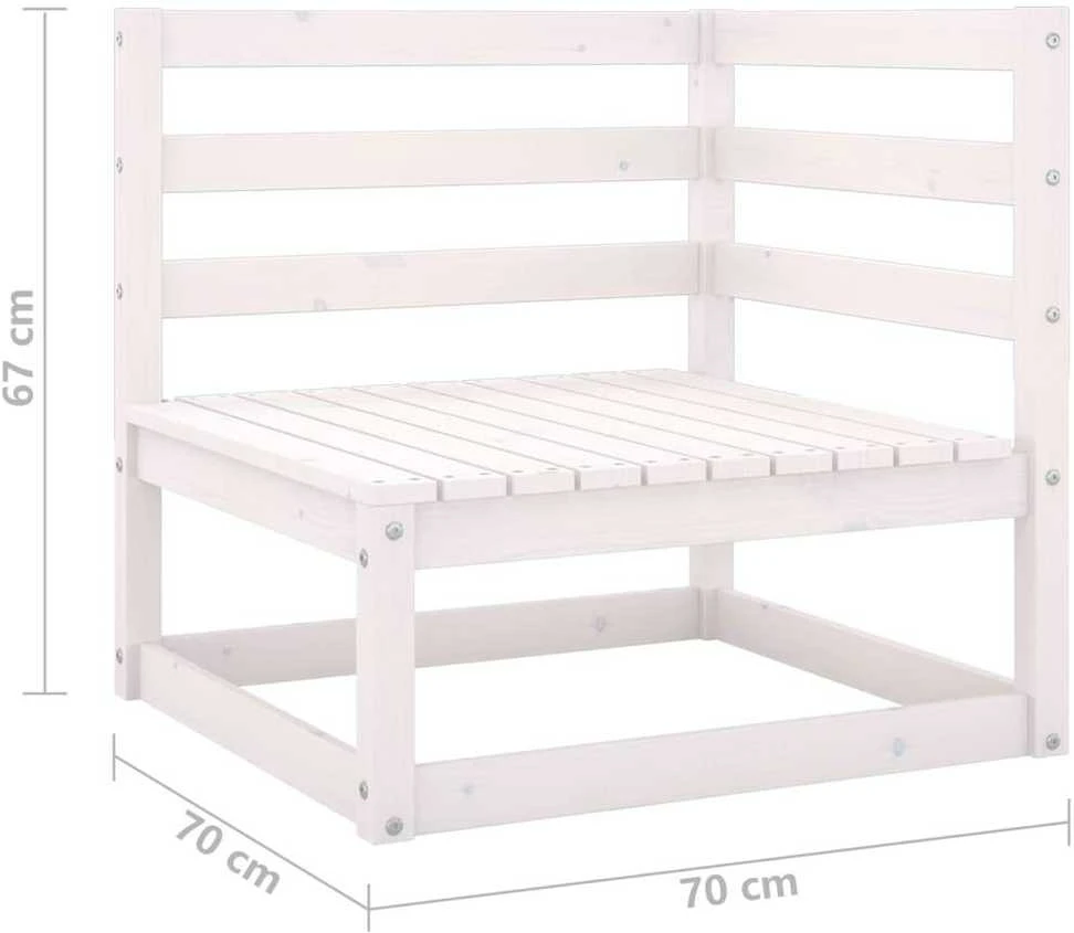 Dvivietė sodo sofa, baltos spalvos, pušies medienos masyvas