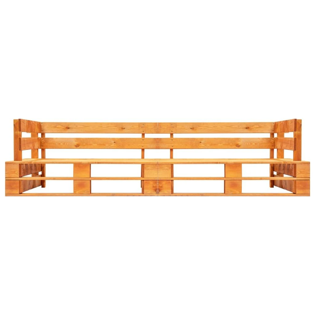 Dvivietė sodo sofa iš palečių, medaus rudos spalvos, mediena