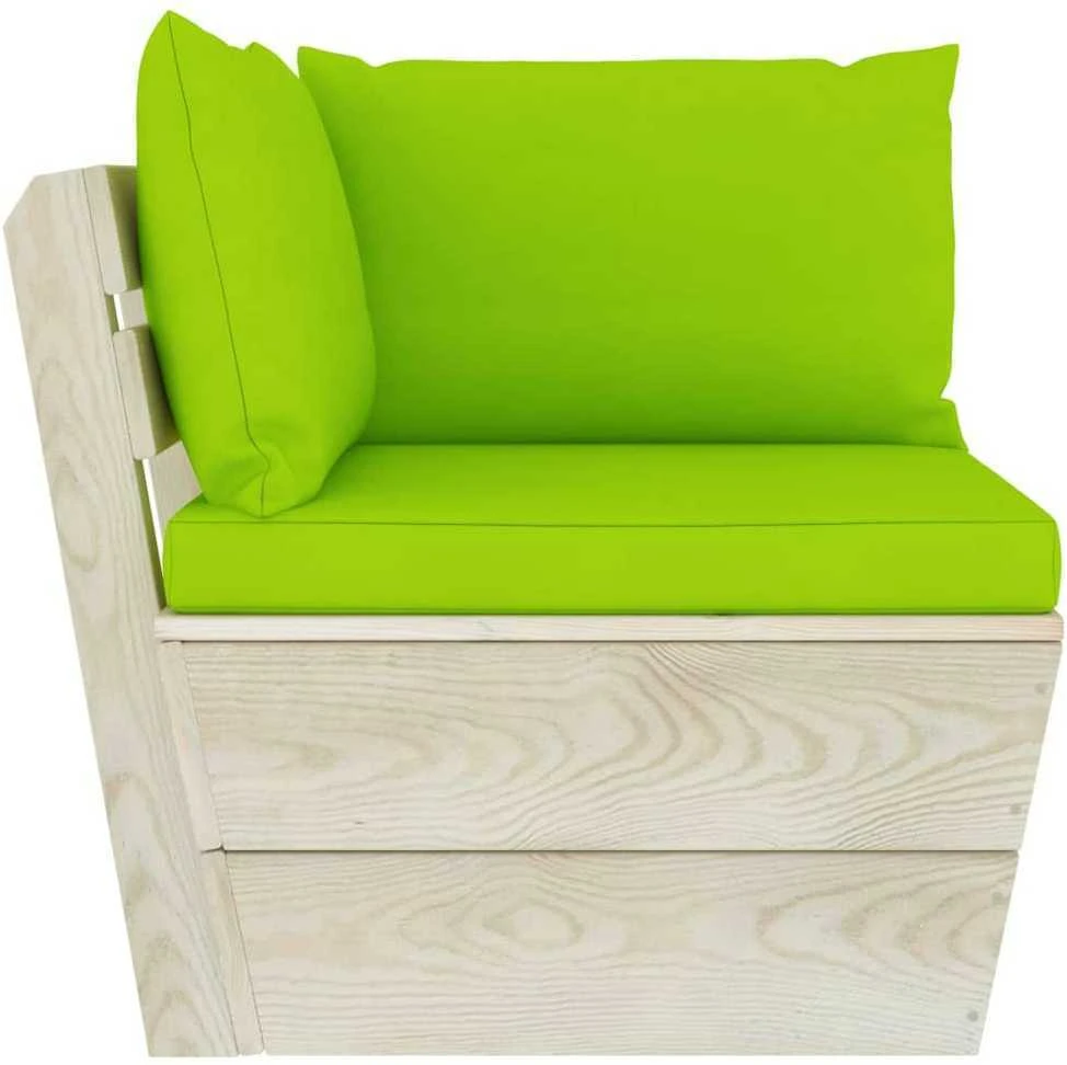 Lauko baldų komplektas Dvivietė sodo sofa iš palečių su pagalvėlėmis, eglės mediena