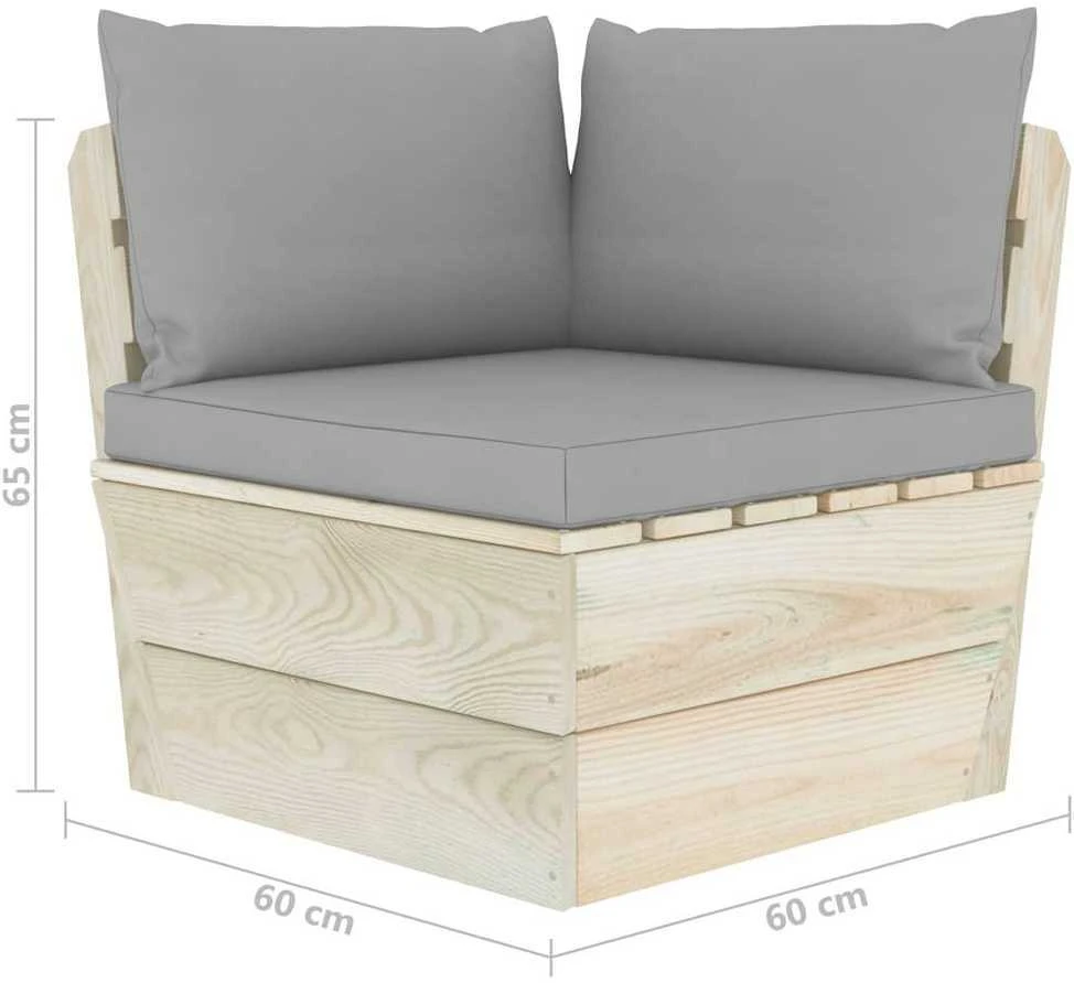 Lauko baldų komplektas Dvivietė sodo sofa iš palečių su pagalvėlėmis, eglės mediena