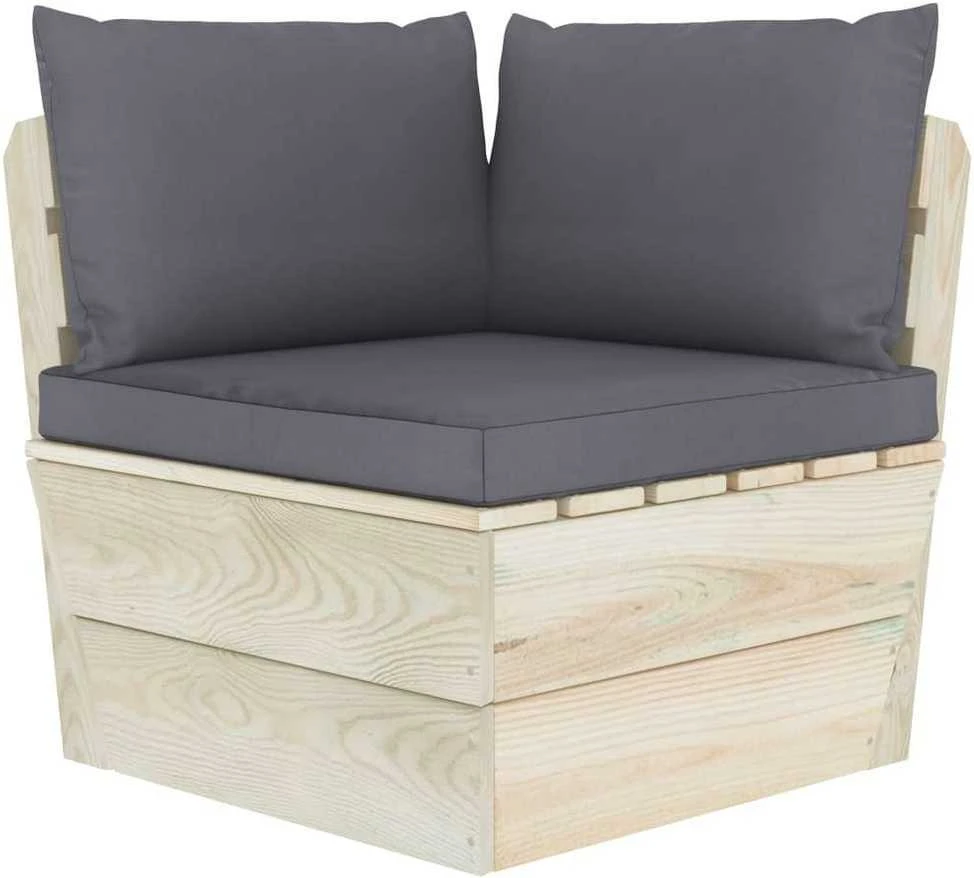 Lauko baldų komplektas Dvivietė sodo sofa iš palečių su pagalvėlėmis, eglės mediena