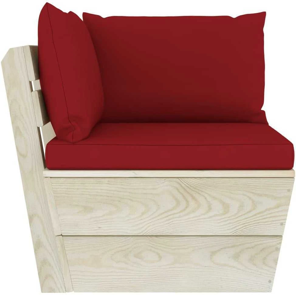 Lauko baldų komplektas Dvivietė sodo sofa iš palečių su pagalvėlėmis, eglės mediena