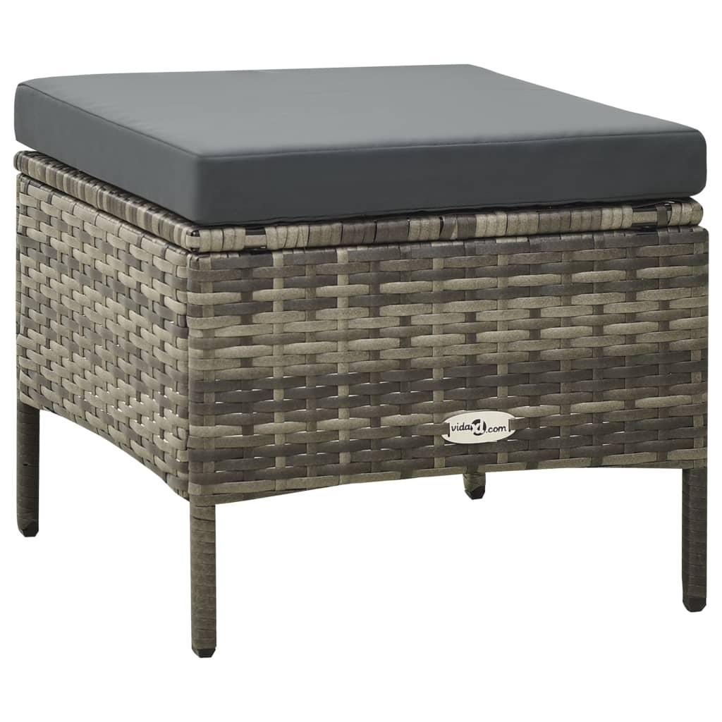 Lauko baldų komplektas Dvivietė sodo sofa su arbatos staliuku, pilka, poliratanas