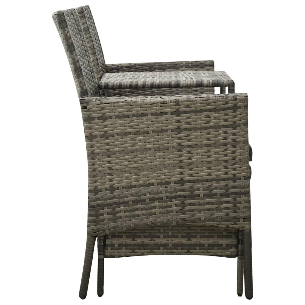 Lauko baldų komplektas Dvivietė sodo sofa su arbatos staliuku, pilka, poliratanas