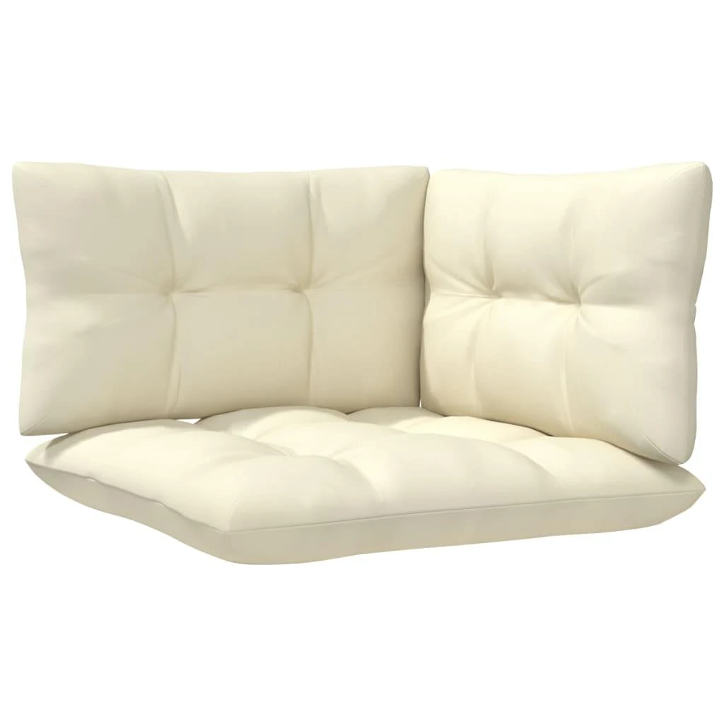 Dvivietė sodo sofa su kreminėmis pagalvėlėmis, pušies masyvas