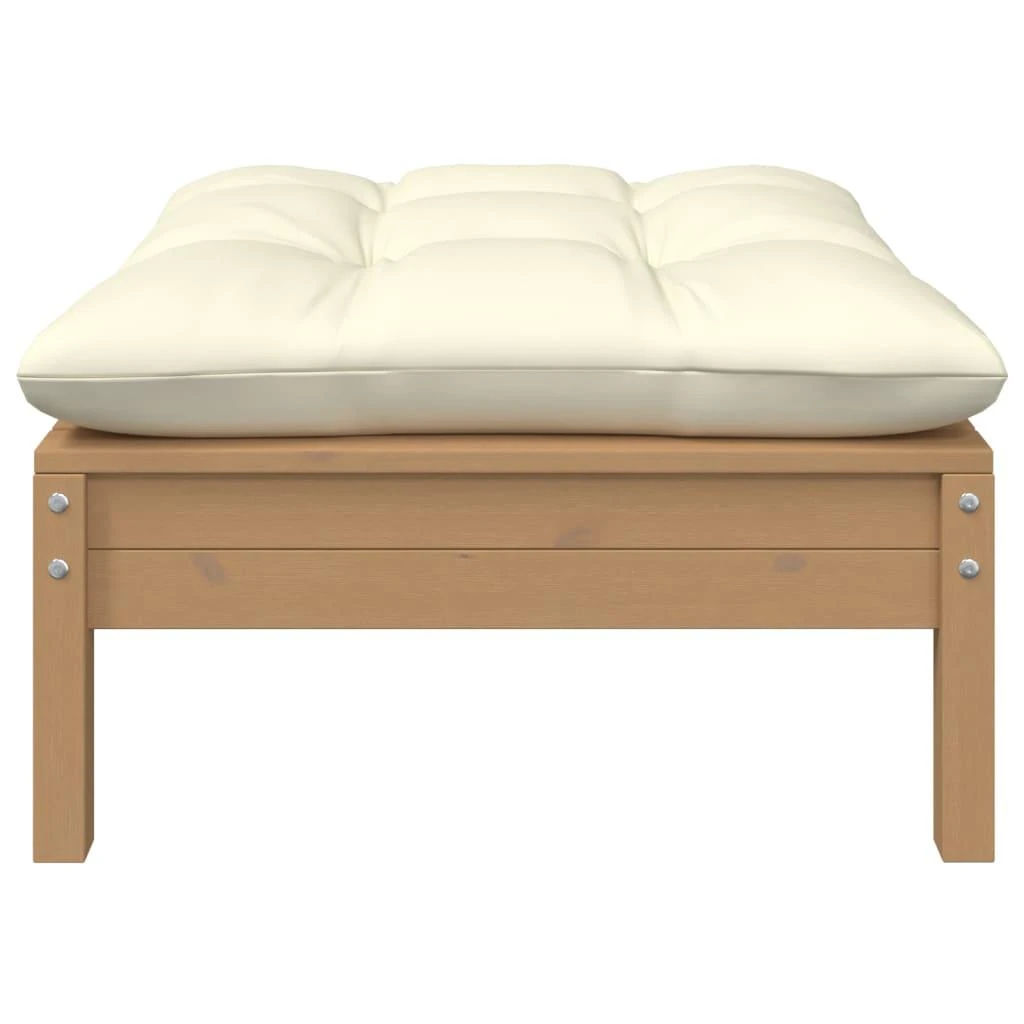Dvivietė sodo sofa su kreminėmis pagalvėlėmis, pušies masyvas