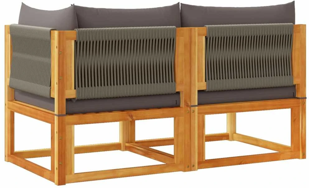 Dvivietė sodo sofa su pagalvėlėmis, akacijos medienos masyvas