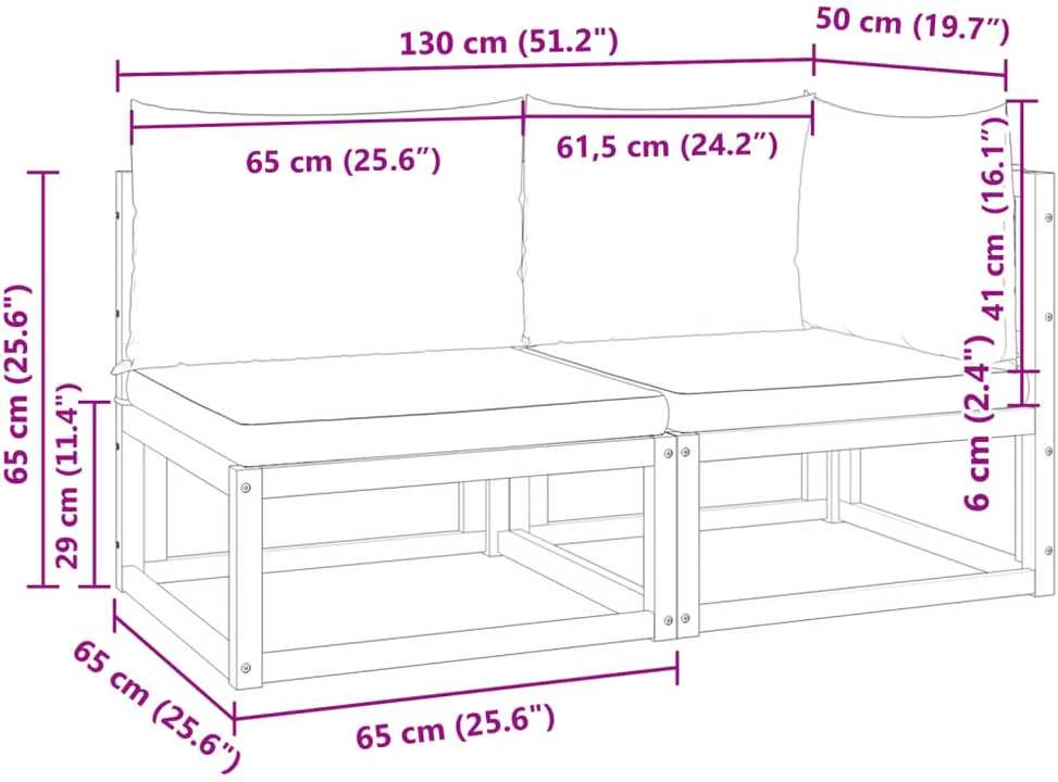 Dvivietė sodo sofa su pagalvėlėmis, akacijos medienos masyvas