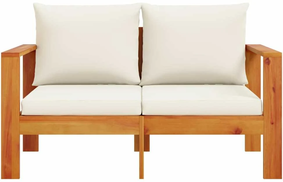 Dvivietė sodo sofa su pagalvėlėmis, akacijos medienos masyvas