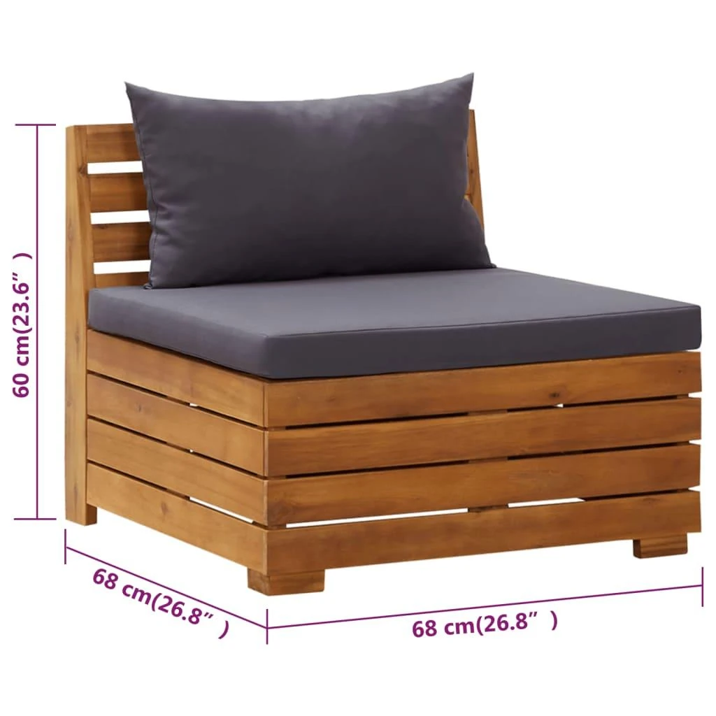 Dvivietė sodo sofa su pagalvėlėmis, akacijos medienos masyvas