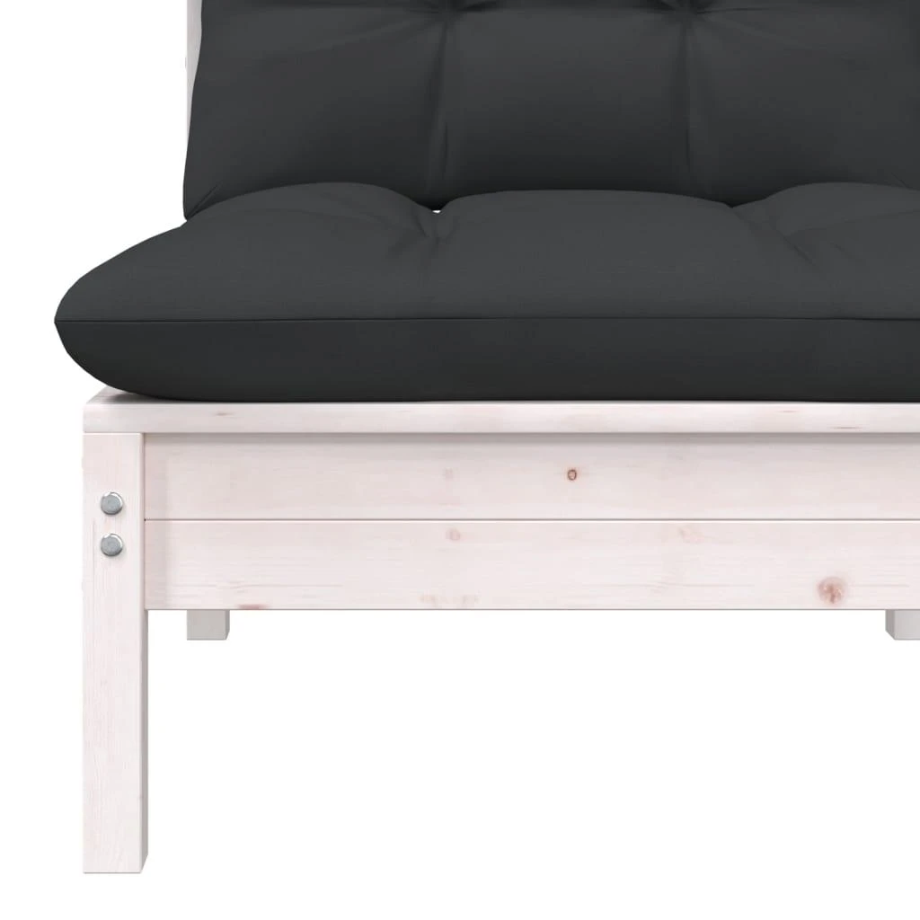 Dvivietė sodo sofa su pagalvėlėmis, balta, pušies masyvas