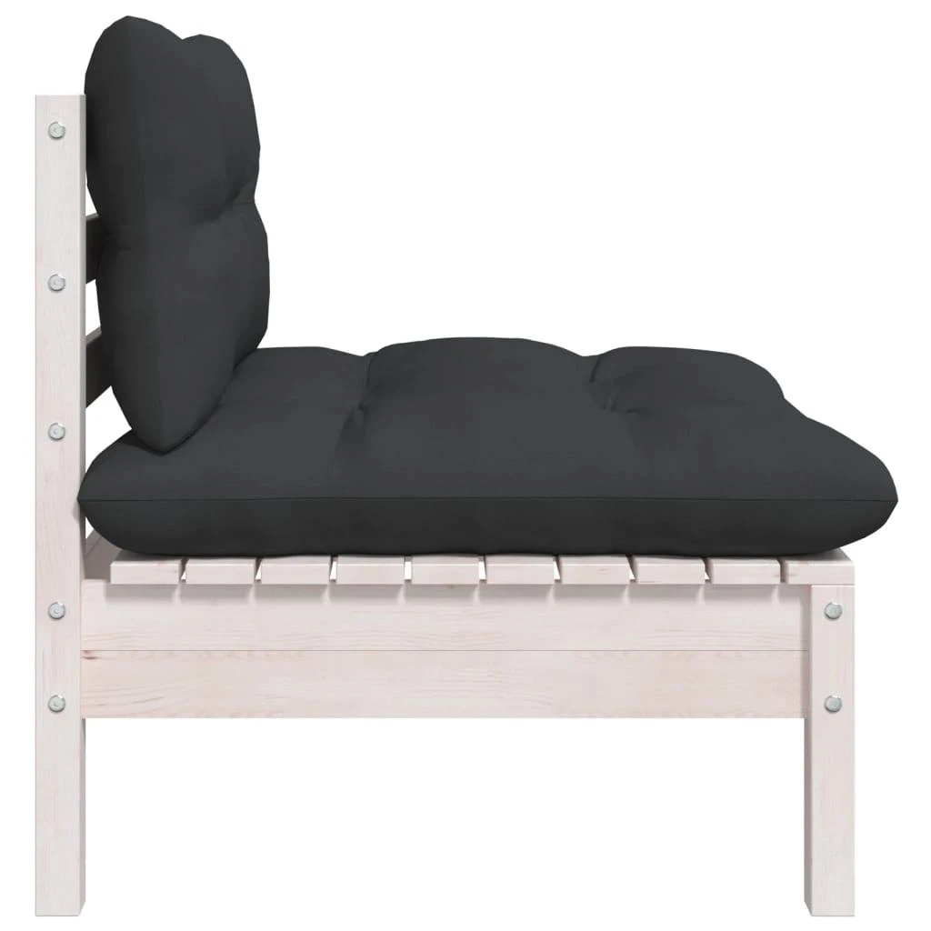 Dvivietė sodo sofa su pagalvėlėmis, balta, pušies masyvas