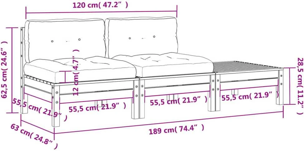 Dvivietė sodo sofa su pagalvėlėmis ir pakoja