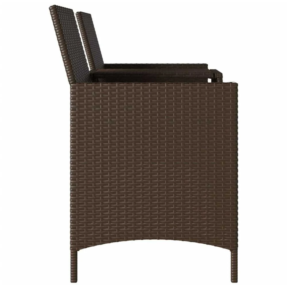 Dvivietė sodo sofa su pagalvėlėmis ir staliuku, rudos spalvos