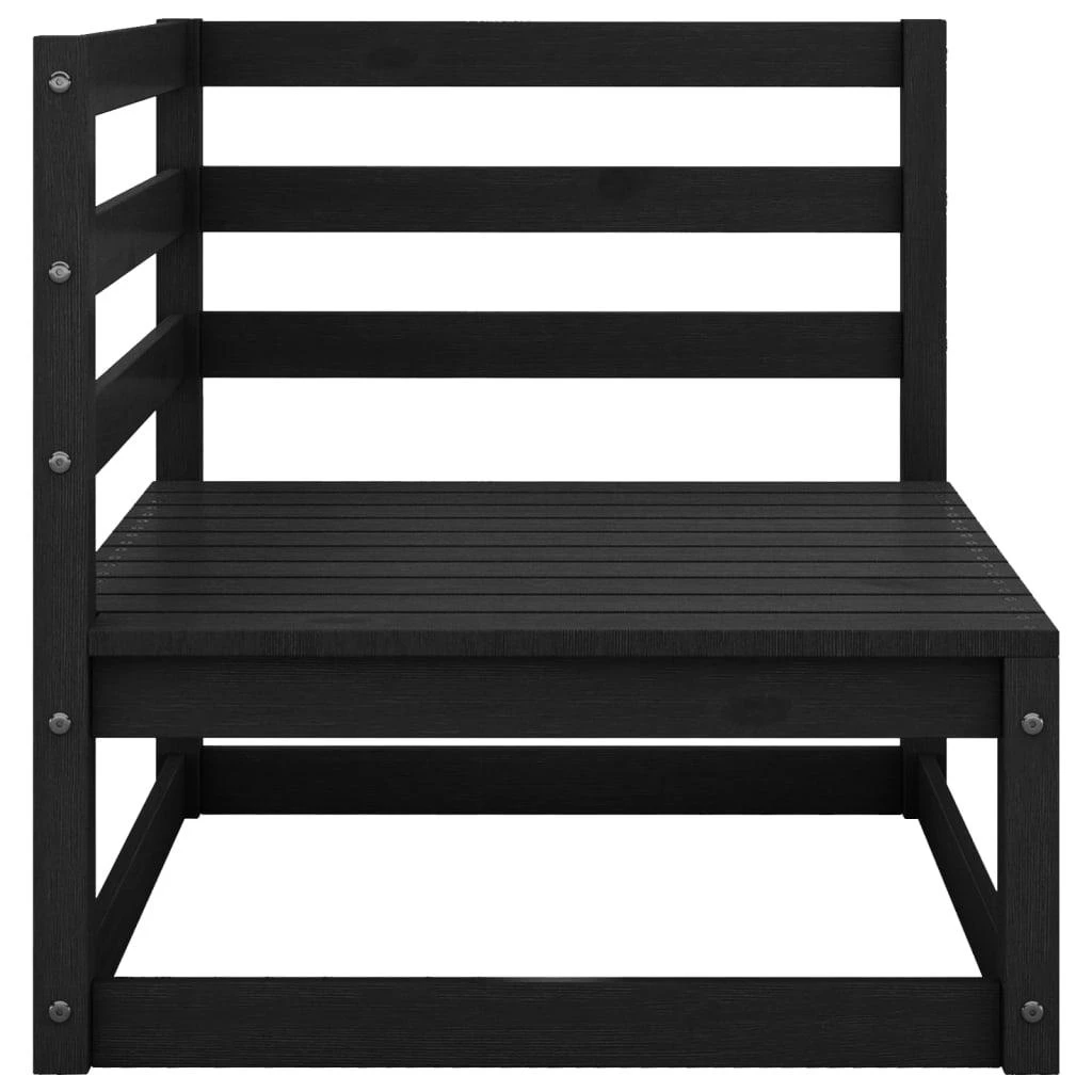 Dvivietė sodo sofa su pagalvėlėmis, juoda, pušies masyvas