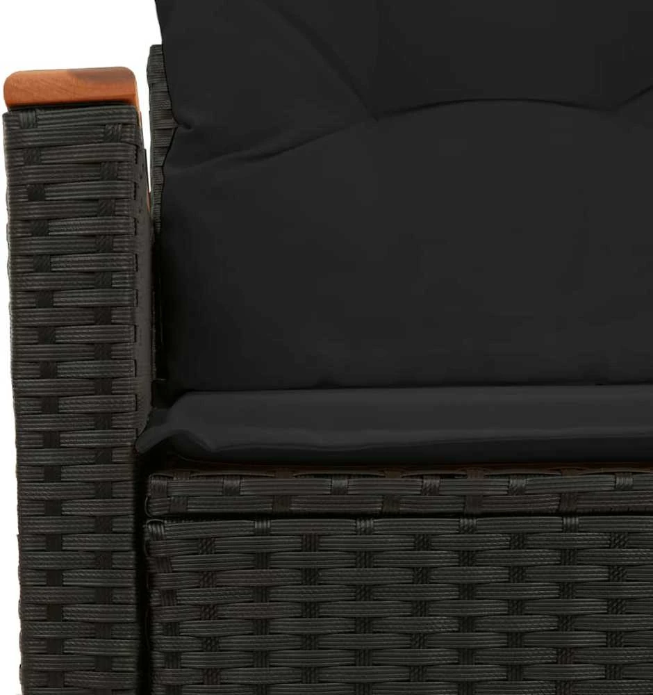 Dvivietė sodo sofa su pagalvėlėmis, juodos spalvos, poliratanas