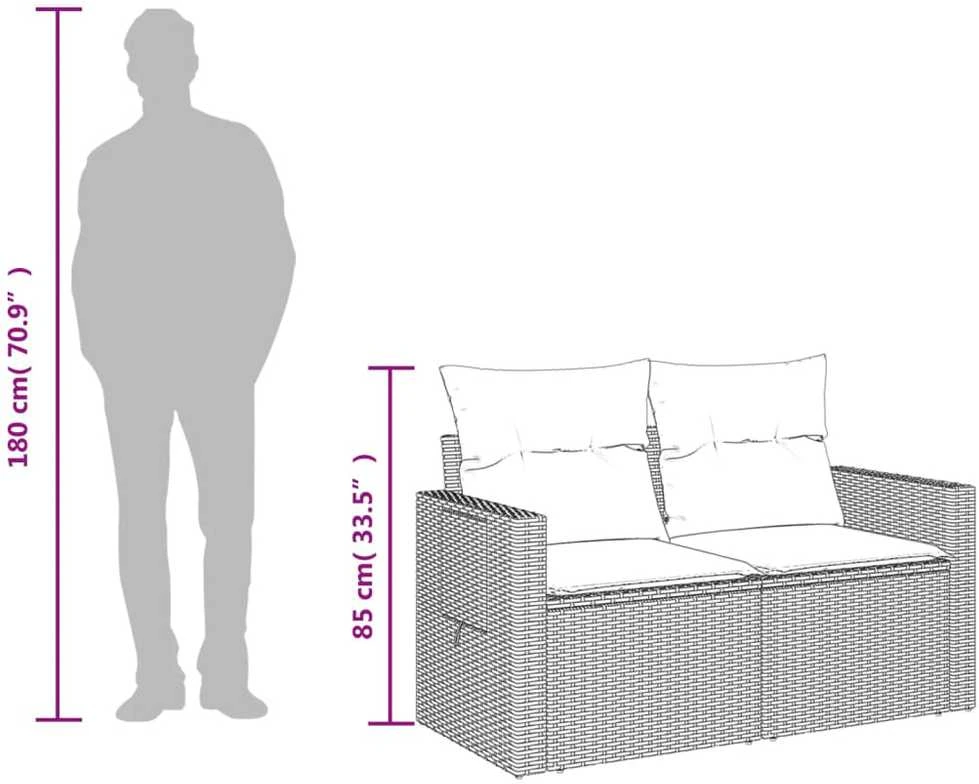 Dvivietė sodo sofa su pagalvėlėmis, juodos spalvos, poliratanas