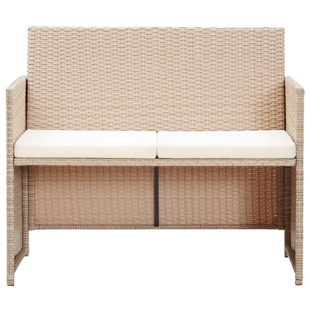Dvivietė sodo sofa su pagalvėlėmis, kreminė, poliratanas
