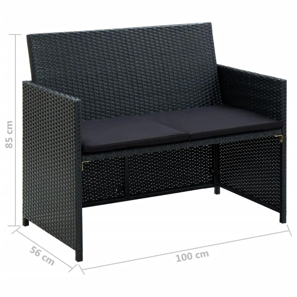 Dvivietė sodo sofa su pagalvėlėmis, pilkos spalvos, poliratanas