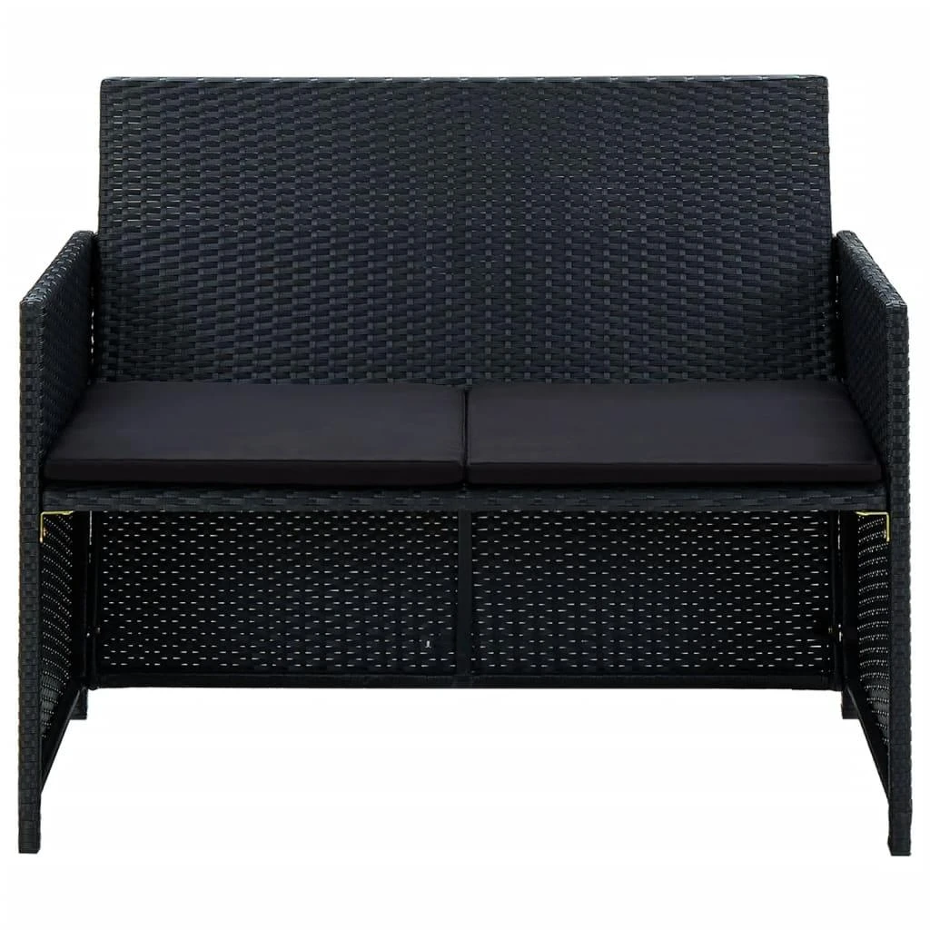 Dvivietė sodo sofa su pagalvėlėmis, pilkos spalvos, poliratanas