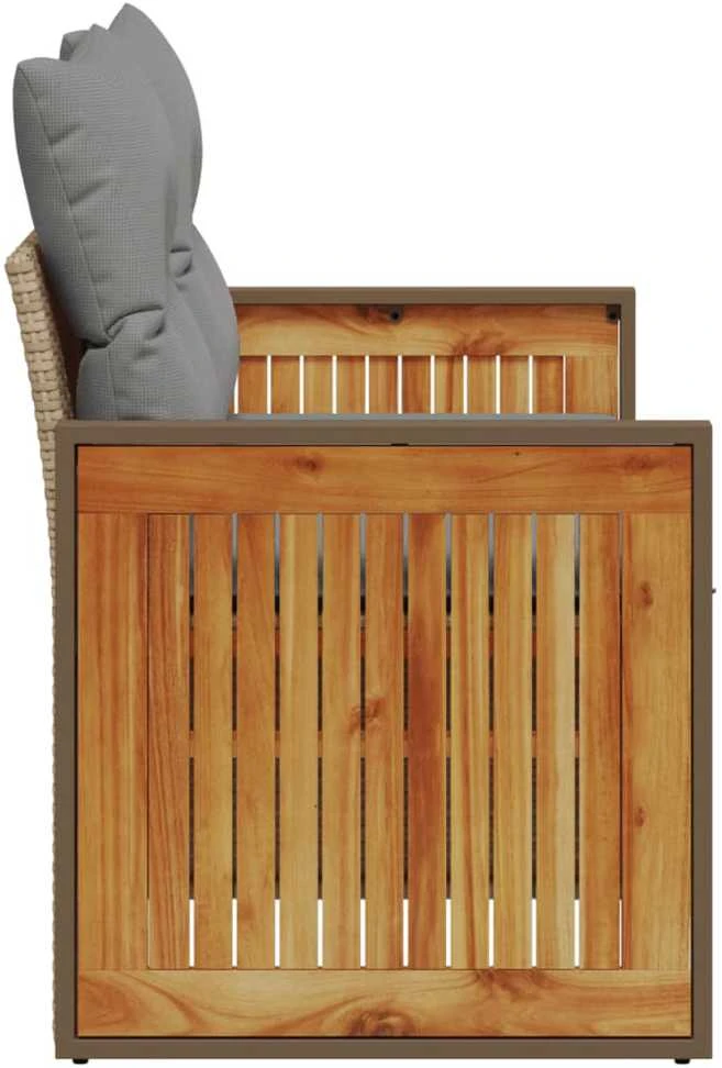 Dvivietė sodo sofa su pagalvėlėmis, smėlio spalvos, poliratanas