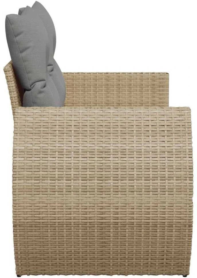 Dvivietė sodo sofa su pagalvėlėmis, smėlio spalvos, poliratanas