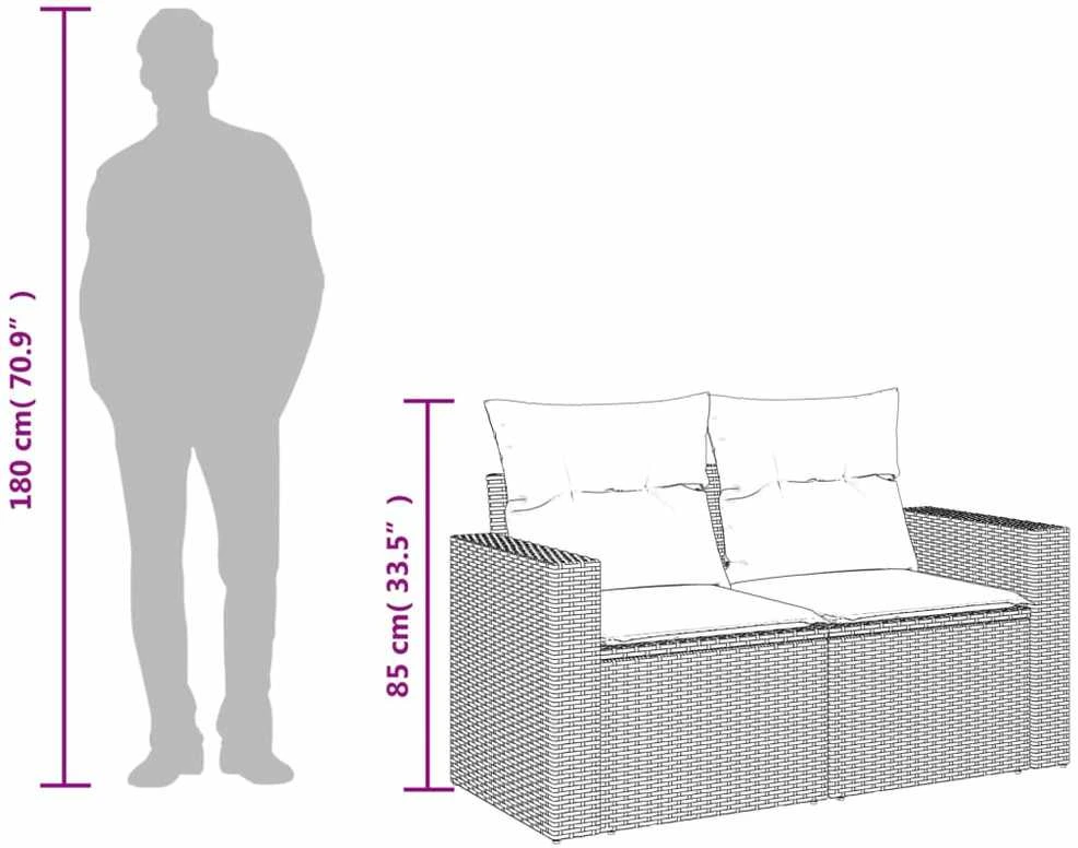 Dvivietė sodo sofa su pagalvėlėmis, smėlio spalvos, poliratanas