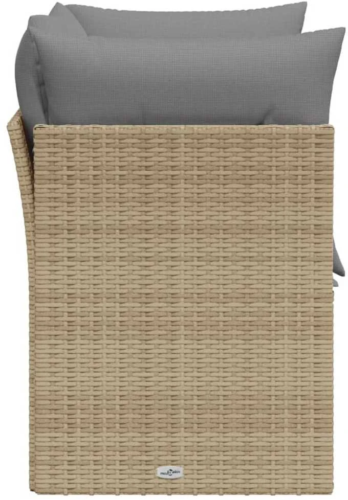 Dvivietė sodo sofa su pagalvėlėmis, smėlio spalvos, poliratanas
