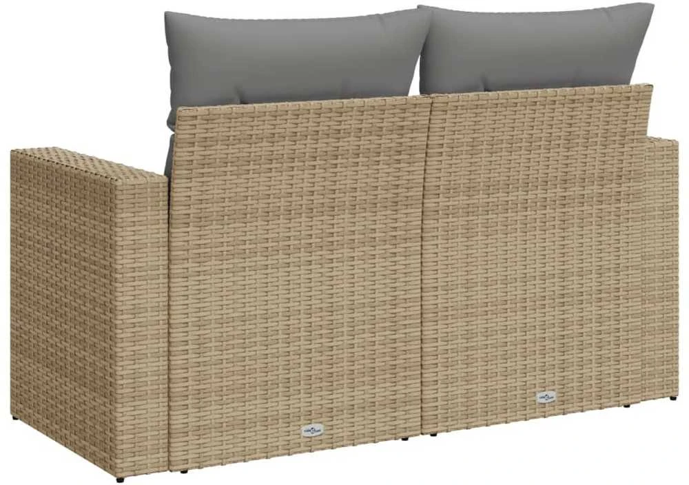Dvivietė sodo sofa su pagalvėlėmis, smėlio spalvos, poliratanas