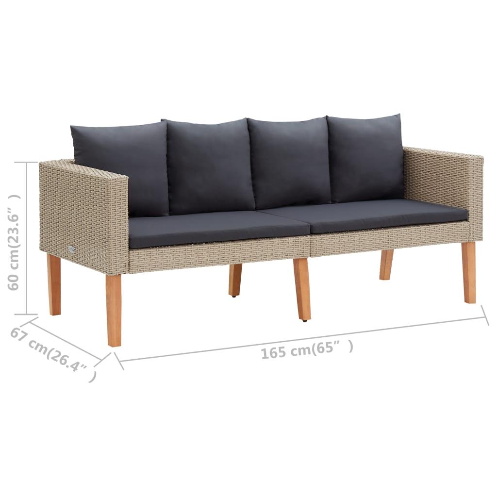 Dvivietė sodo sofa su pagalvėlėmis, smėlio spalvos, poliratanas