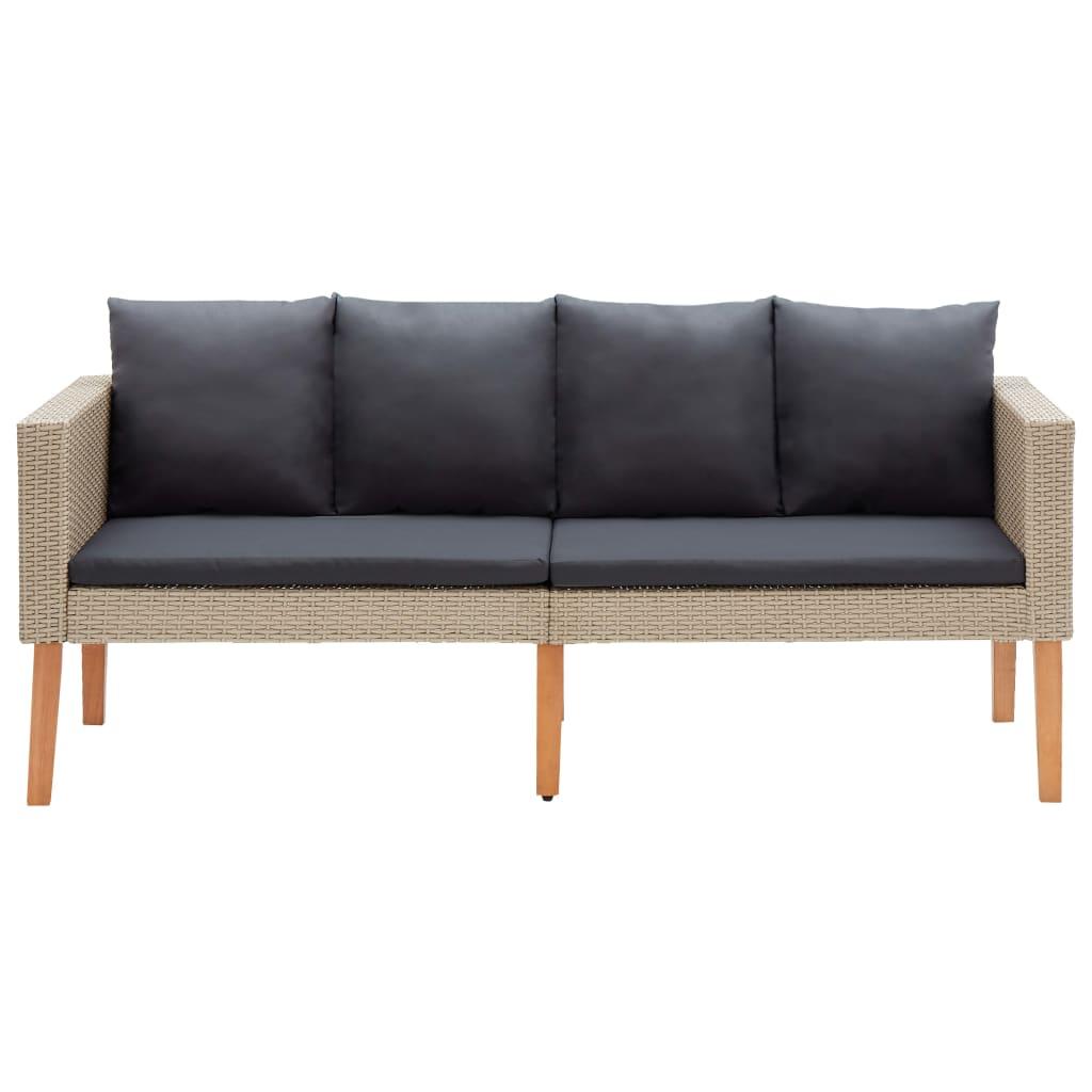 Dvivietė sodo sofa su pagalvėlėmis, smėlio spalvos, poliratanas