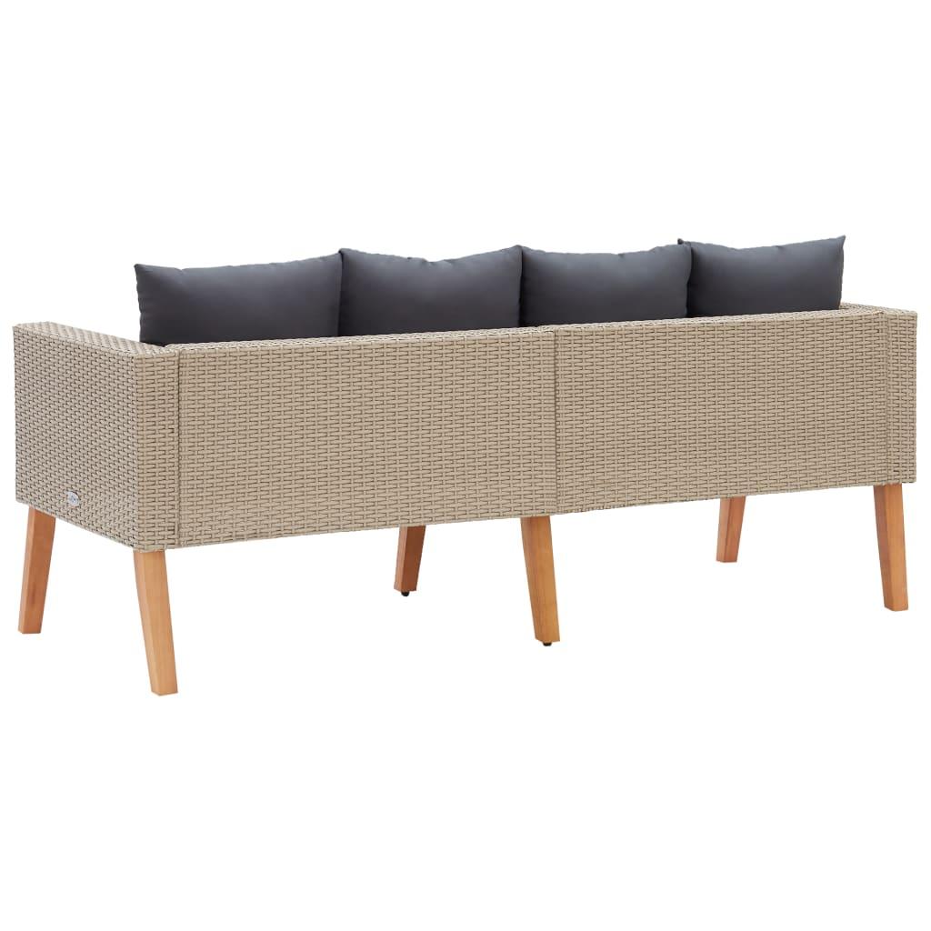 Dvivietė sodo sofa su pagalvėlėmis, smėlio spalvos, poliratanas